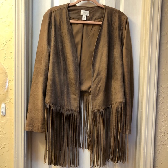 Chico's Jackets & Blazers - Chico's Brown Fringe Cape Jacket